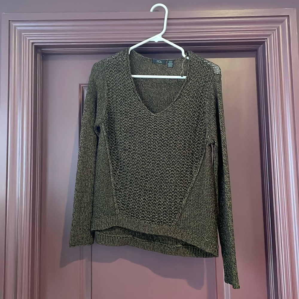 Olive Green RDI V-Neck Tunic Sweater from Nordstrom